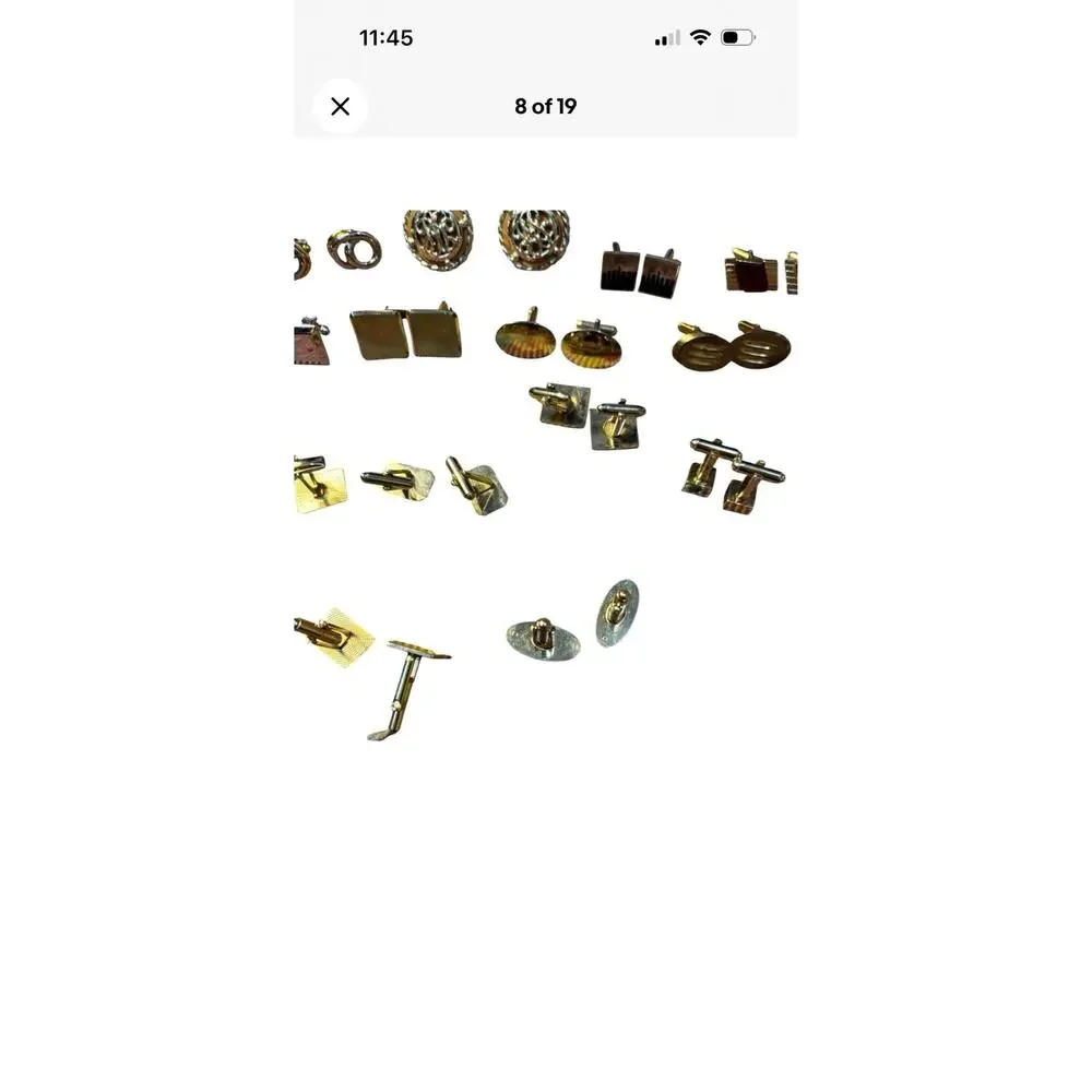 Vintage Cufflink Lot Mens Gold Tone Modernist Retro Deco Some Signed Mixed